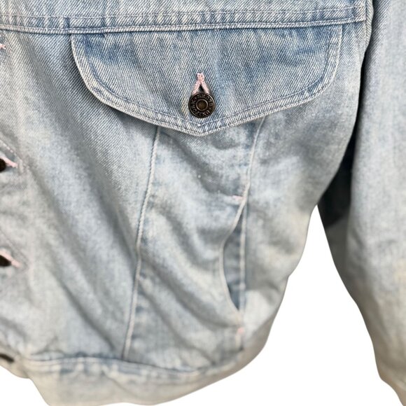 Vintage Uniform Blues Denim 80's Jacket Large Button-Up Light Wash Distressed - Picture 8 of 9